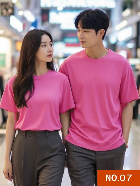 ขายส่งเสื้อยืดสีชมพู07นคอกลม และ คอวี เสื้อเปล่าไม่มีสกรีนราคาส่งเริ่มต้นที่60บาท โปรโมชั่น ลดราคาพิเศษ เสื้อยืดราคาถูกสุดจากโรงงานของเรา