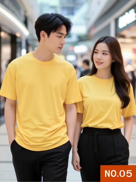 เสื้อยืดสีเหลืองคอกลม และ คอวี เสื้อเปล่าไม่มีสกรีนขายส่งเสื้อยืดราคาส่งเริ่มต้นที่60บาท โปรโมชั่น ลดราคาพิเศษ เสื้อยืดราคาถูกสุดจากโรงงานของเรา